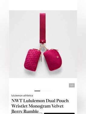 Lululemon Velvet Logo Dual Pouch NWT Berry